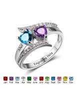 Birthstone mother's Ring, Sterling Silver Personalized Engravable Ring JEWJORI10249